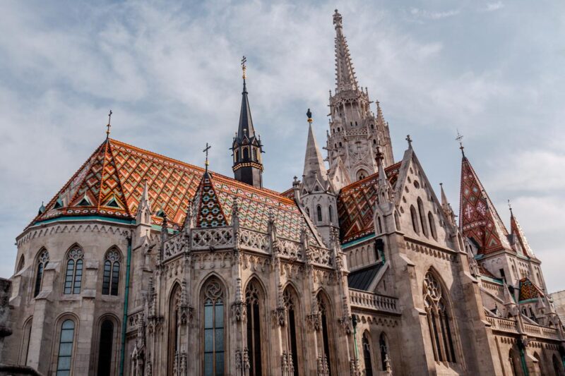 Colorful Matthias Church at Fisherman's Bastion, historic architectural marvel in Budapest