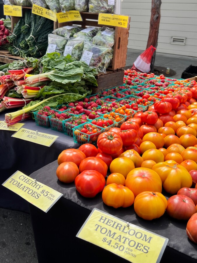 Vegetables for sale at Mendocino County Farmers' Market