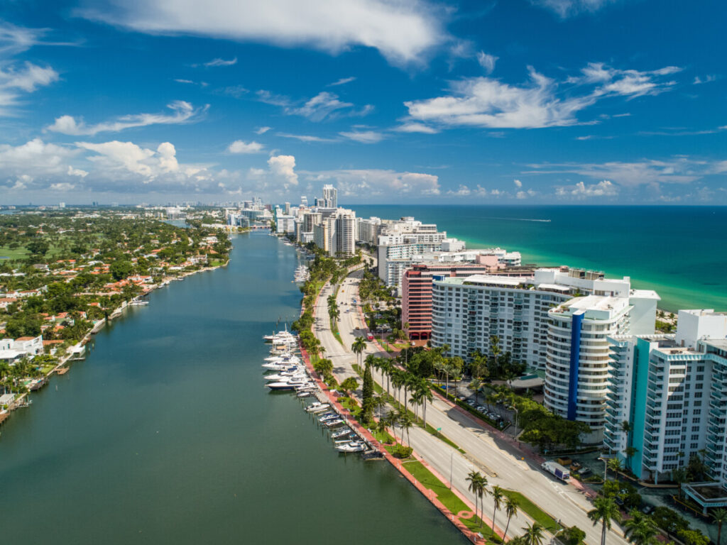 Aerial View of Collins Avenue in Mid Beach Miami