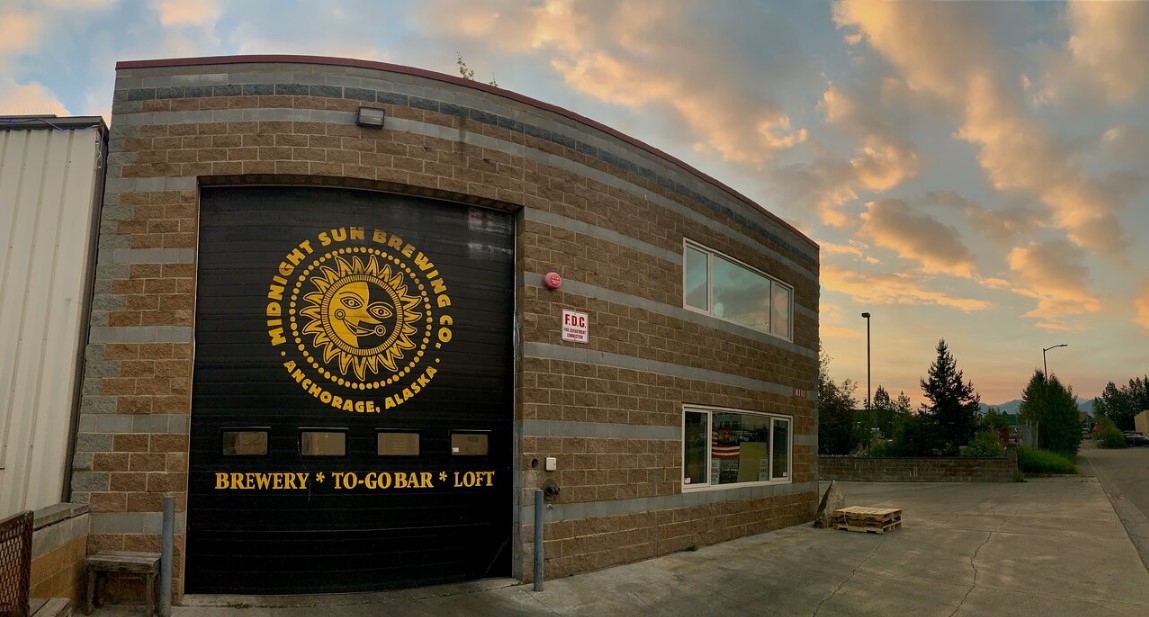 Building exterior of Midnight Sun Brewing Company