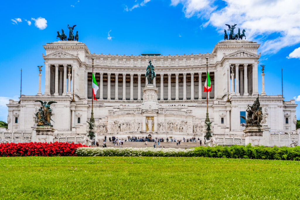 Victor Emmanuel II National Monument overlooking Piazza Venezia in Rome