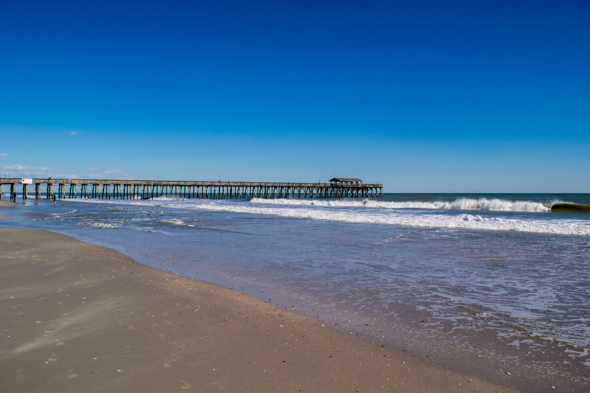 Pier and ocean view of Myrtle Beach State Park