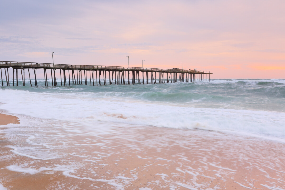 Beautiful sunrise at Nags Head Pier, Outer Banks, North Carolina