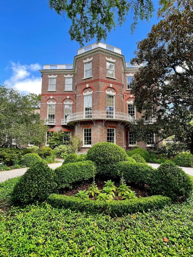 Nathaniel Russell House exterior and garden on Meeting Street
