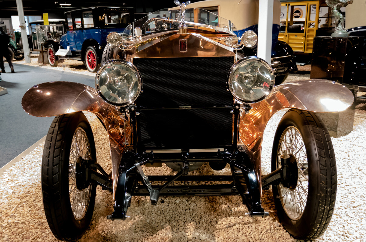 Front of a vintage car display at National Automobile Museum in Reno, Nevada