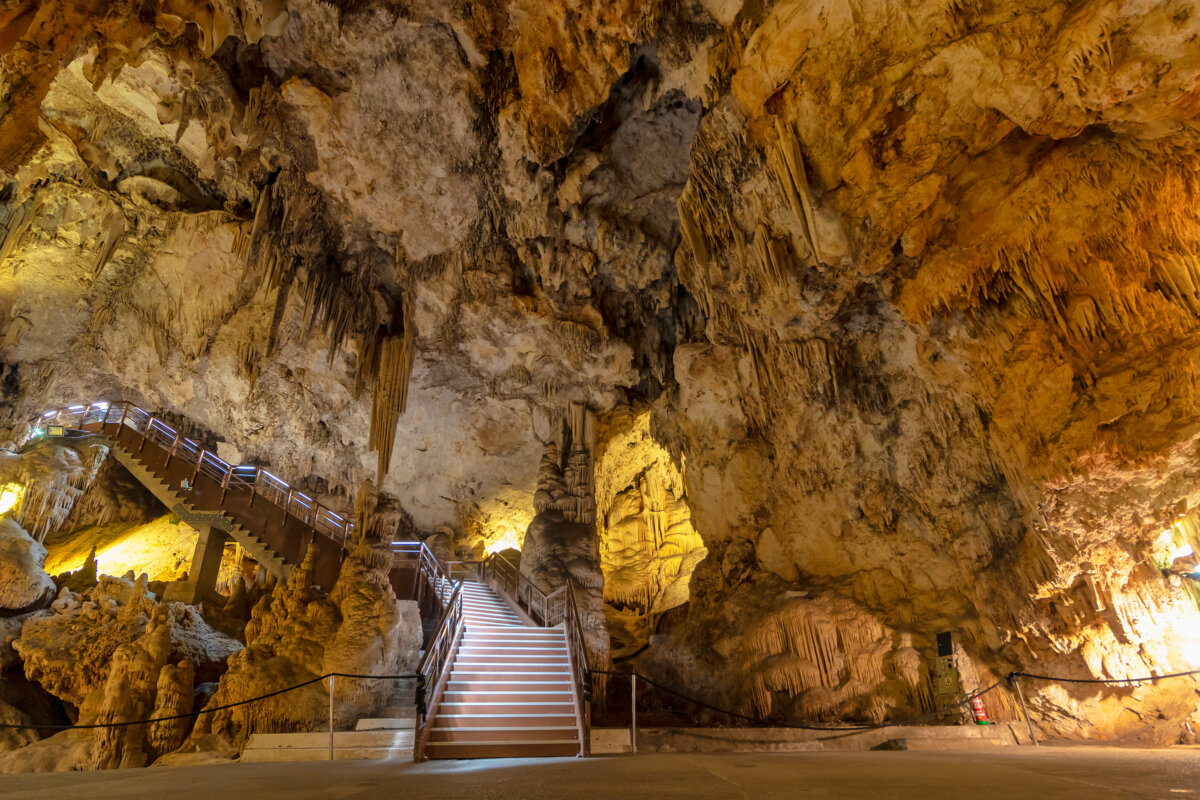Geological formations in a Nerja, Spain cave