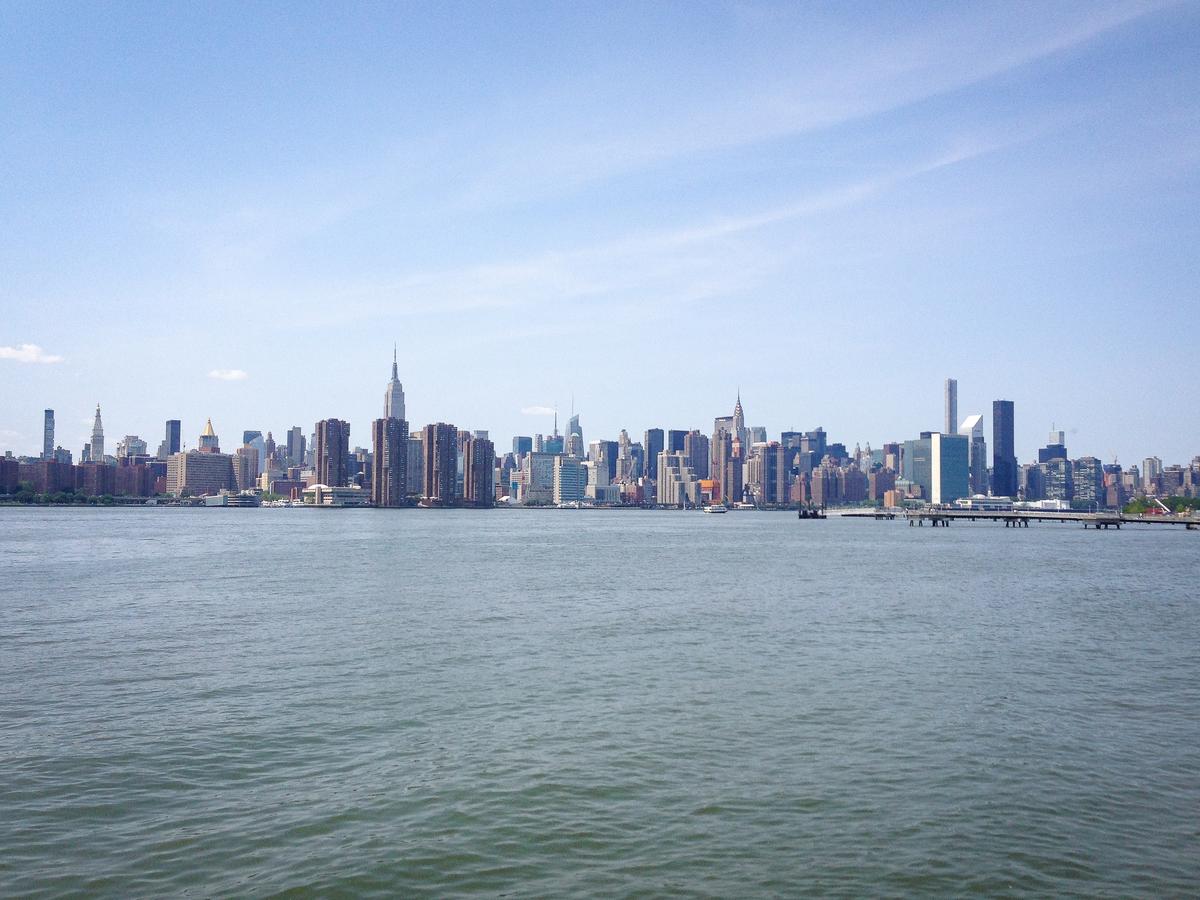 Panoramic New York City skyline from Williamsburg Waterfront