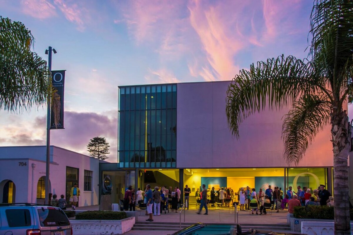 Exterior of Oceanside Museum of Art San Diego at night