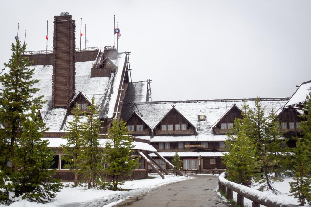 Exterior of Old Faithful Inn in Yellowstone National Park