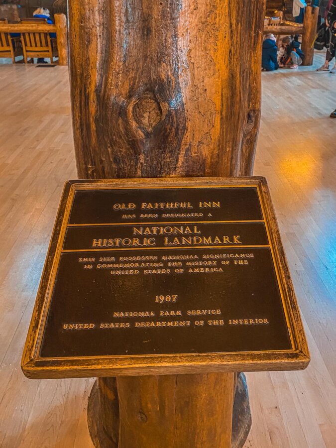 Old Faithful Inn National Historic Landmark plaque, Yellowstone