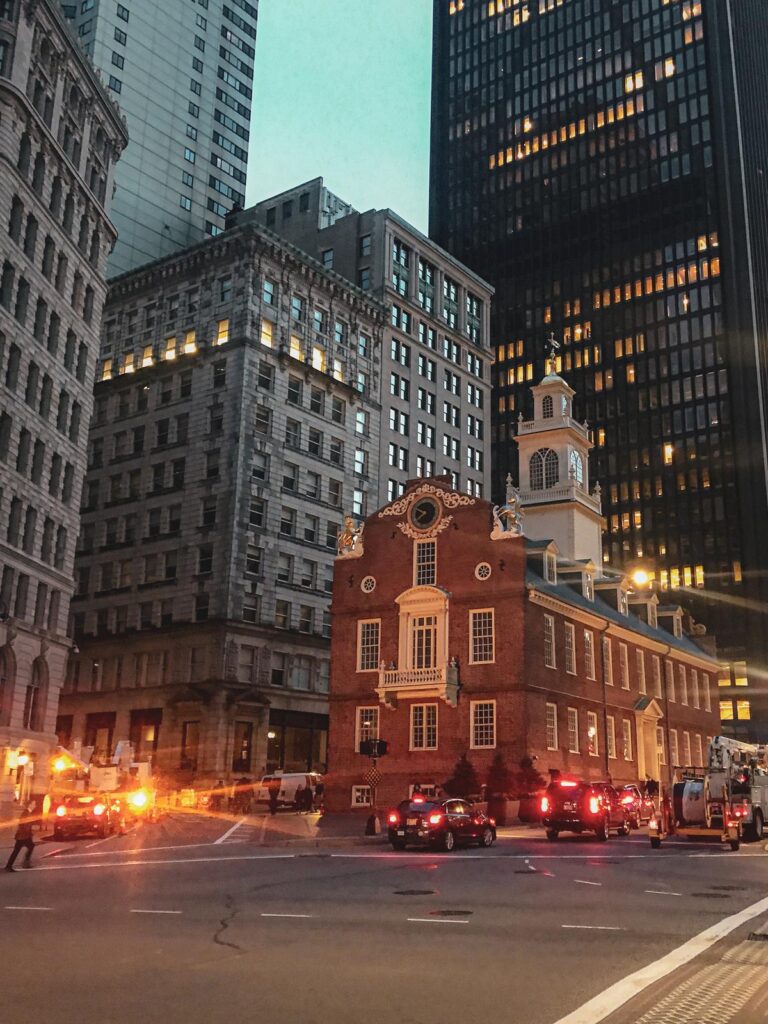 Old State House Boston at Twilight - Colonial architecture amidst modern cityscape