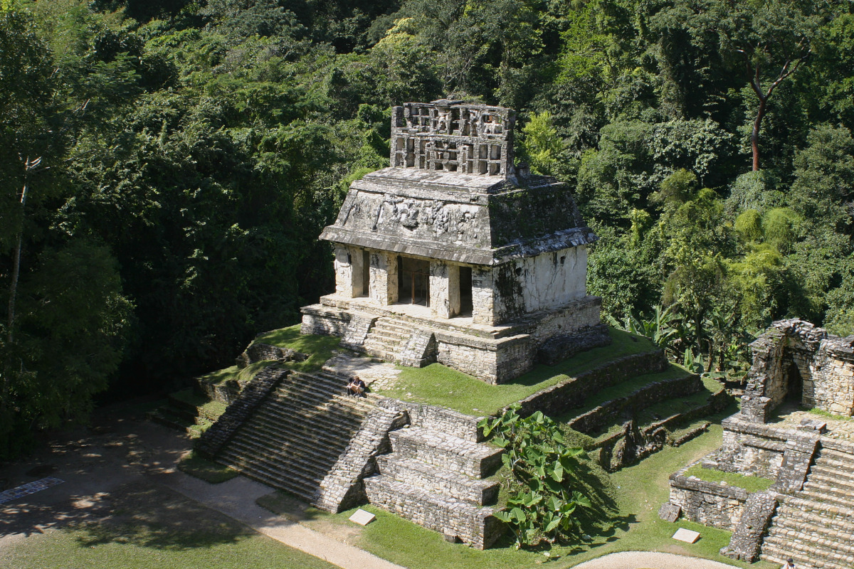 Aerial view of Zona Arqueologica Palenque in Mexico
