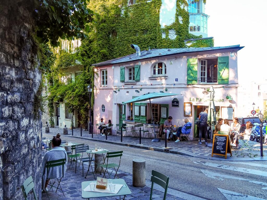 Summer day at La Maison Rose café in Montmartre, Paris