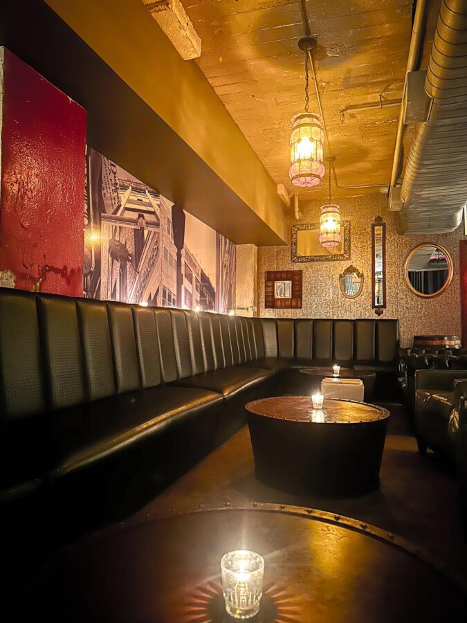 Intimate and cozy Parlour Bar interior with vintage decor in Minneapolis