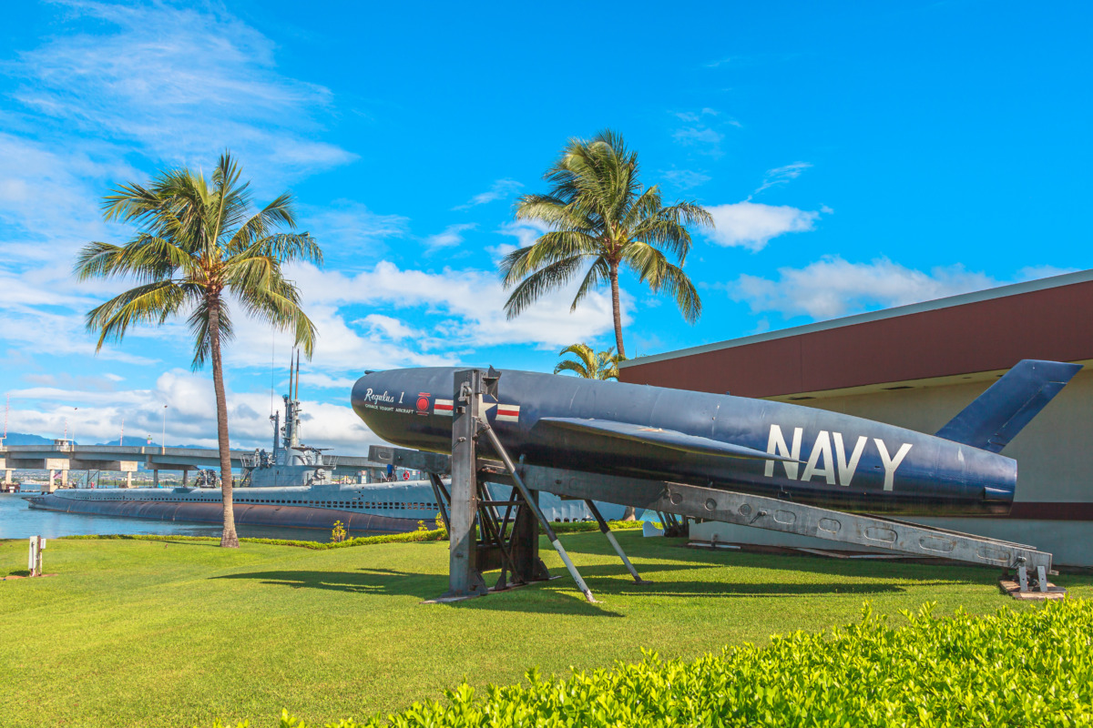 Nuclear cruise missile display outside of the Pearl Harbor Aviation Museum