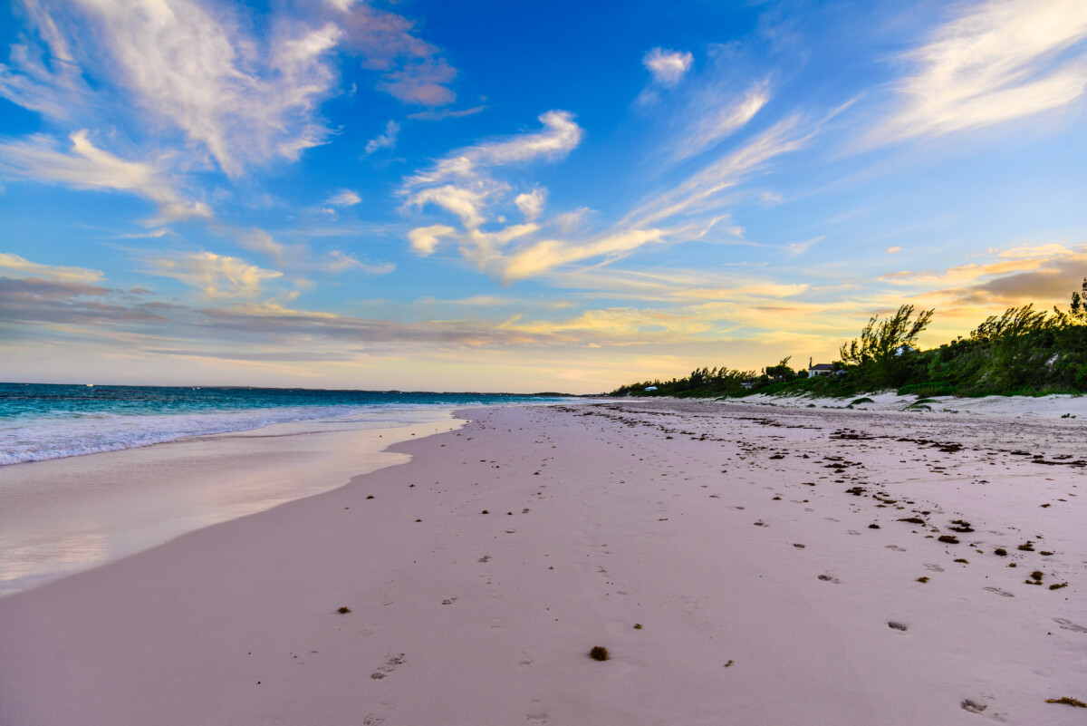 Pink Sands Beach on Harbour Island at sunset