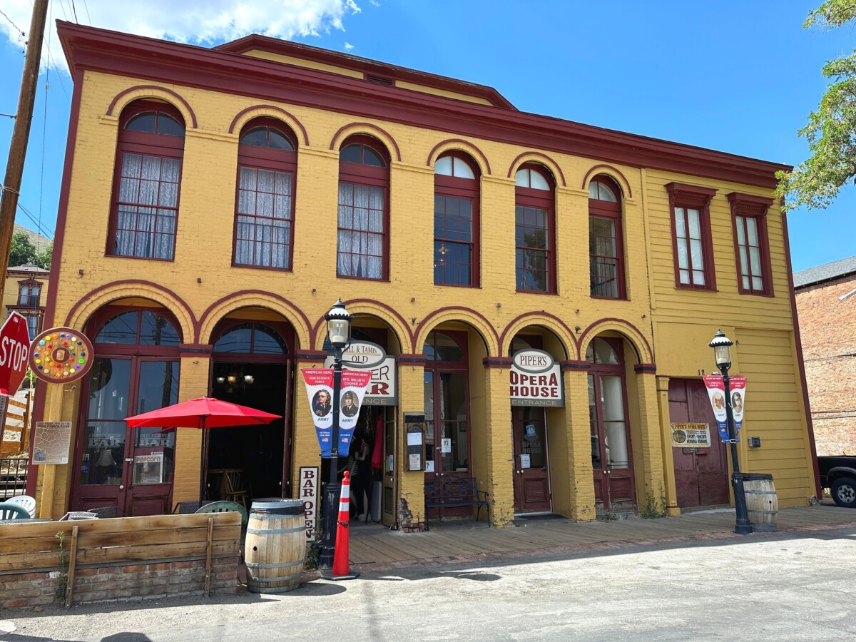Front and entrance of the Piper's Opera House in Virginia City