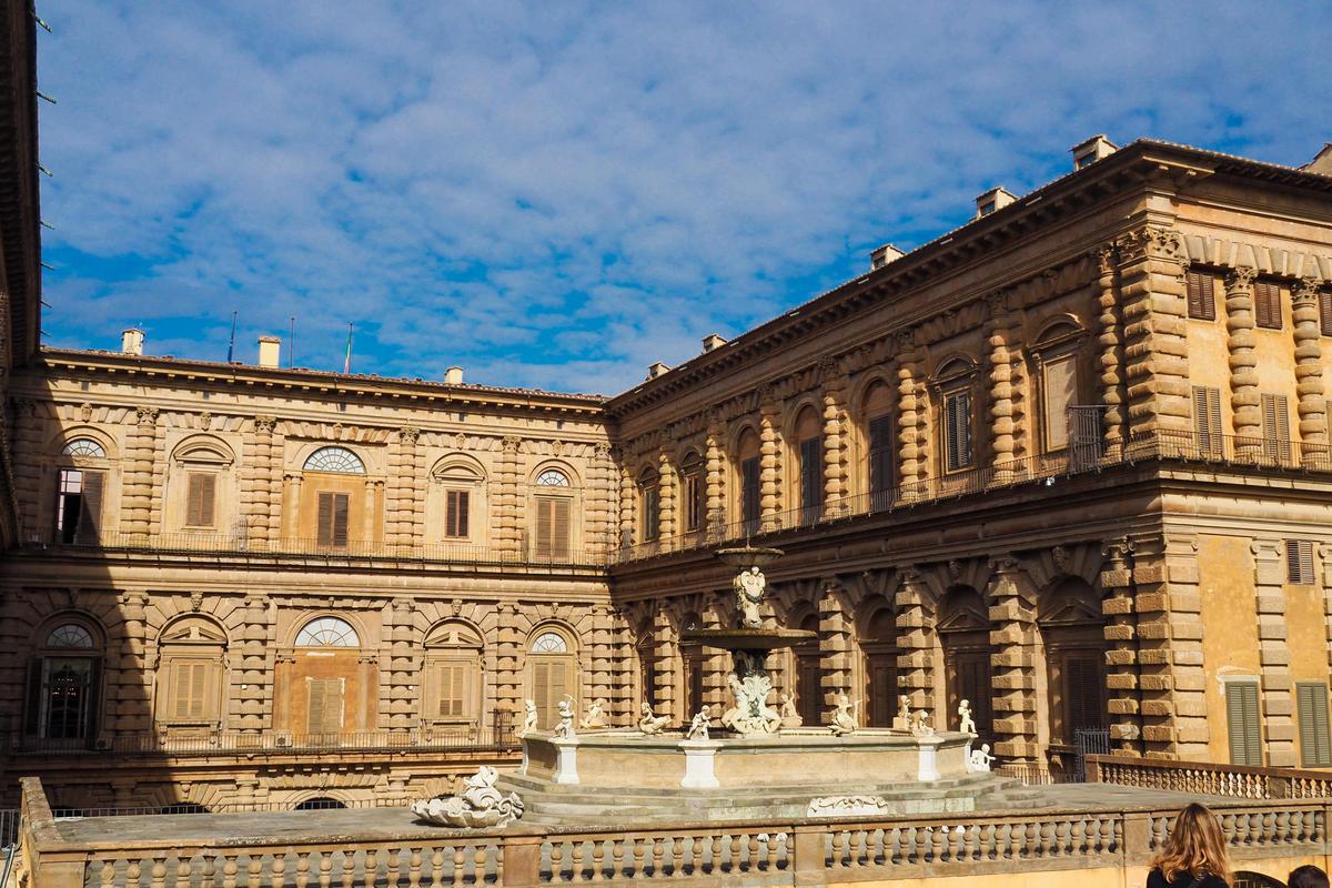 Pitti Palace and Boboli Gardens panoramic view in Florence, Italy