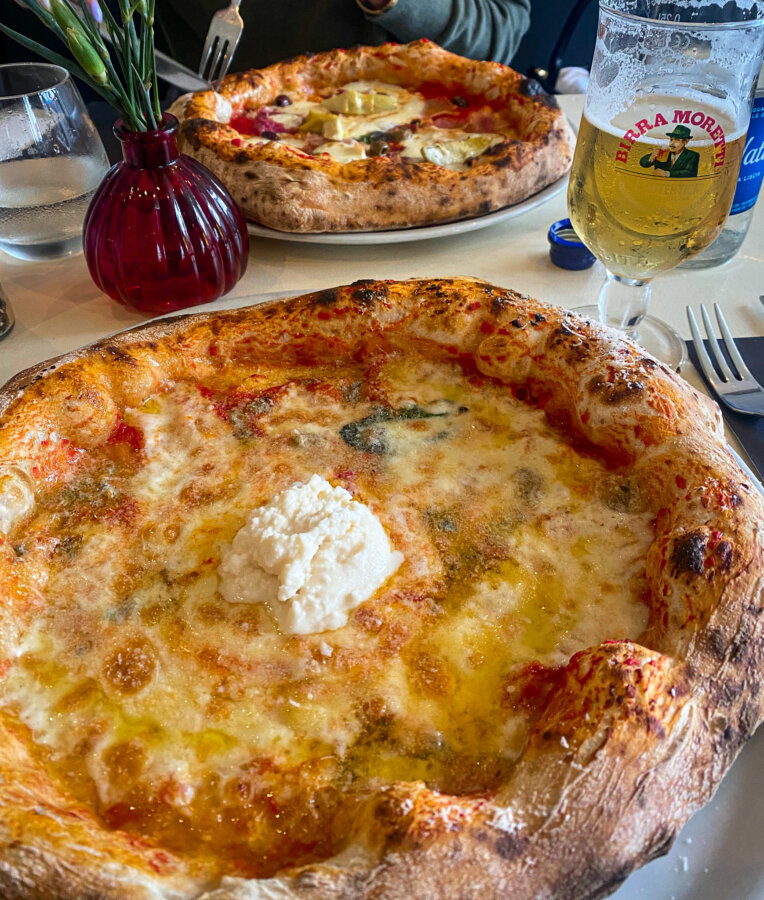 Burrata on Pizza from Mangia Pizza, Amsterdam