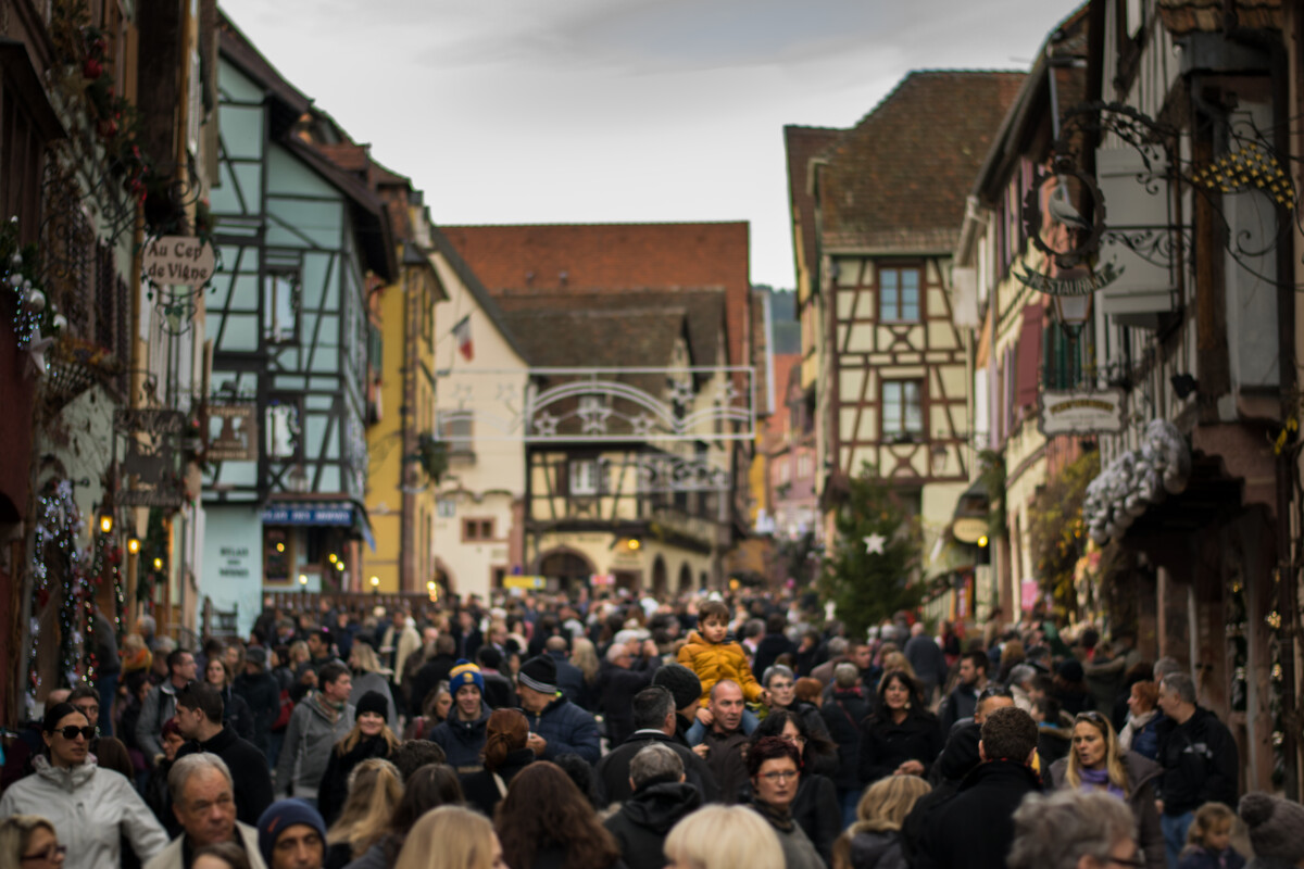 Crowd in Riquewihr Christmas Market