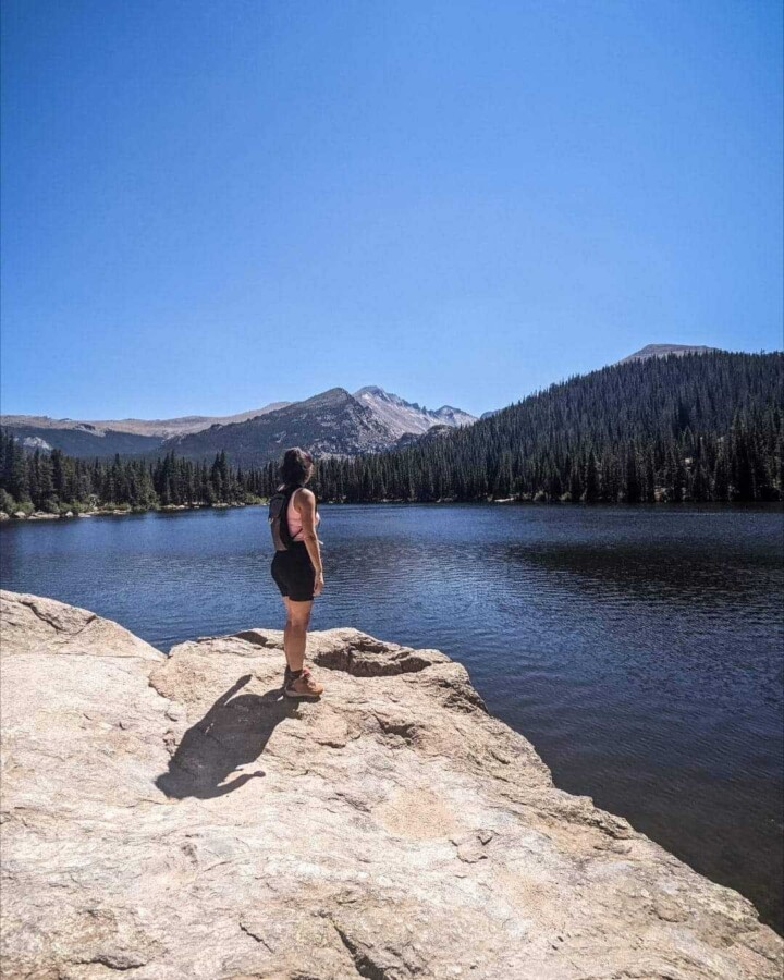 Woman exploring Rocky Mountain National Park, Colorado