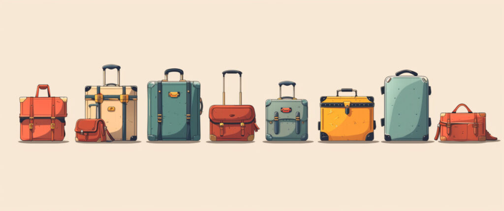 Illustration of Different Travel Bags and Luggage