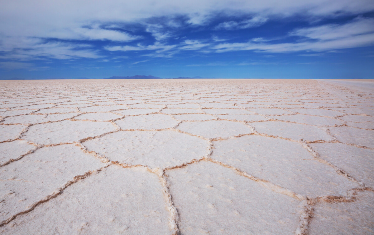 Close-up of Salar De Uyuni in southwest Bolivia