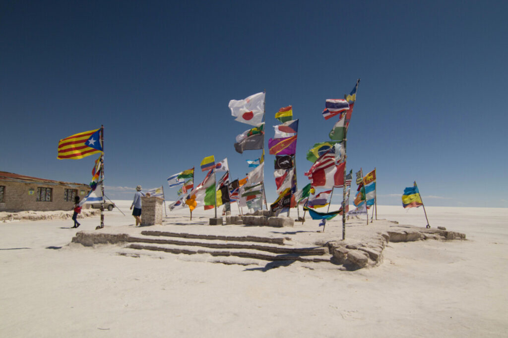 Different flags in southwest Bolivia