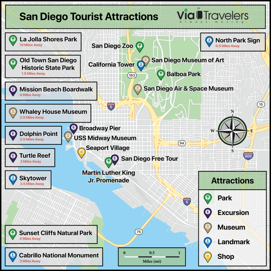 Map of San Diego Attractions
