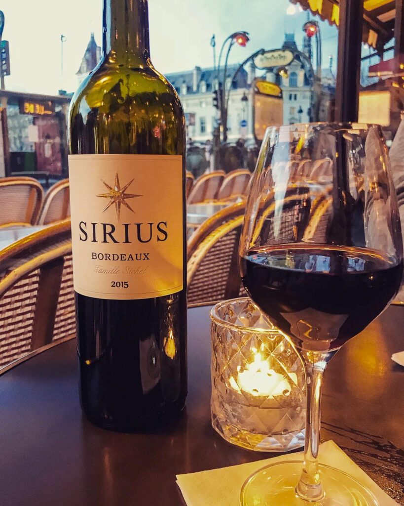 Savoring 2015 Sirius Bordeaux in Parisian Cafe