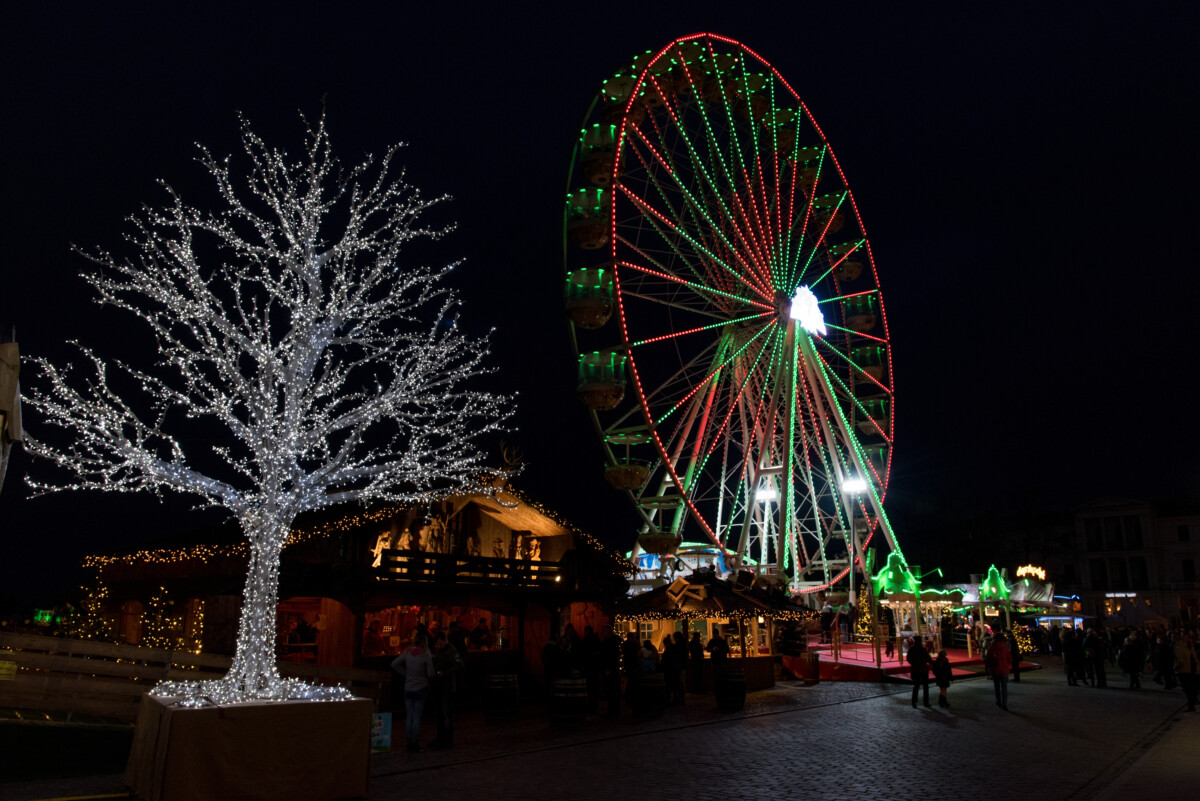 Ferris Wheel at Schwerin Christmas Market at Night