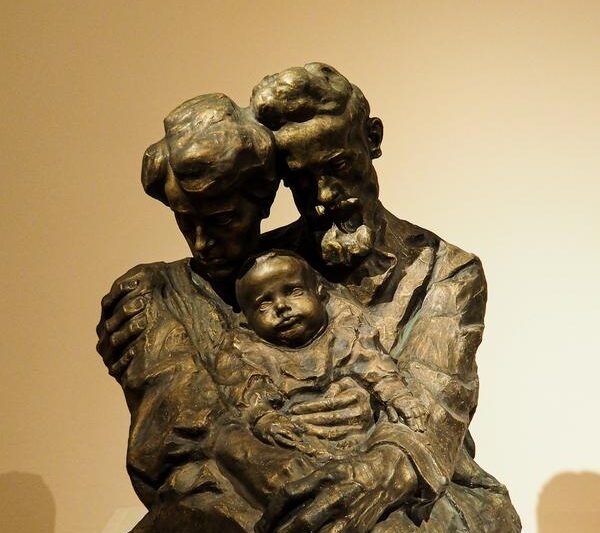 Bronze sculpture of a family by Ivan Meštrović at Meštrović Gallery, Split, Croatia