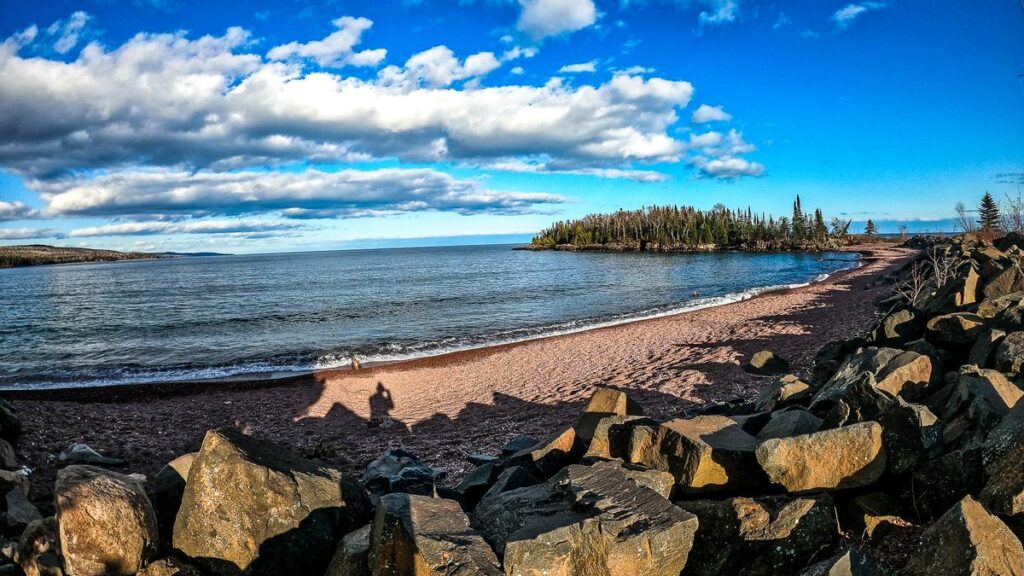 Serene landscape photo of Artist Point, Grand Marais, showcasing Lake Superior's North Shore