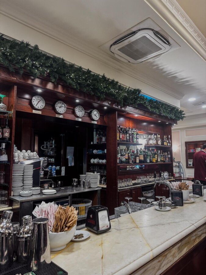 Christmas-season Italian café in Siena