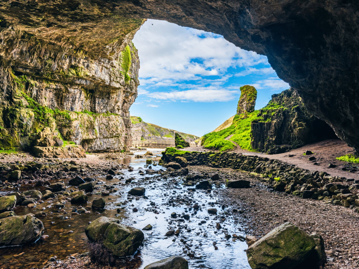 Inside the Smoo Cave in Scotland, United Kingdom