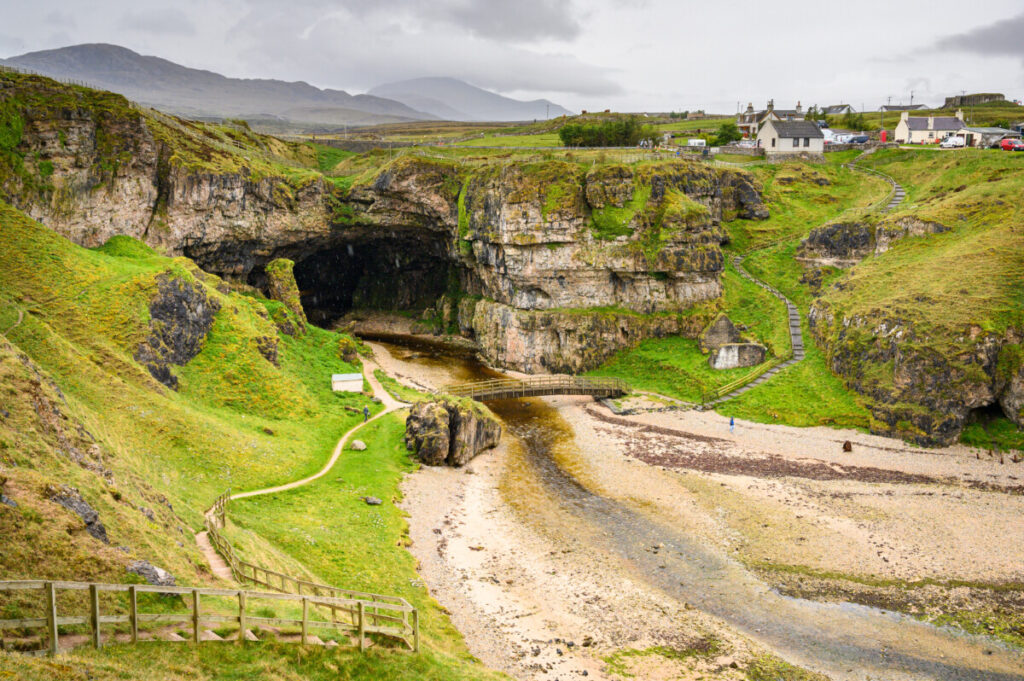 View of the Smoo Cave in Sutherland, Scotland