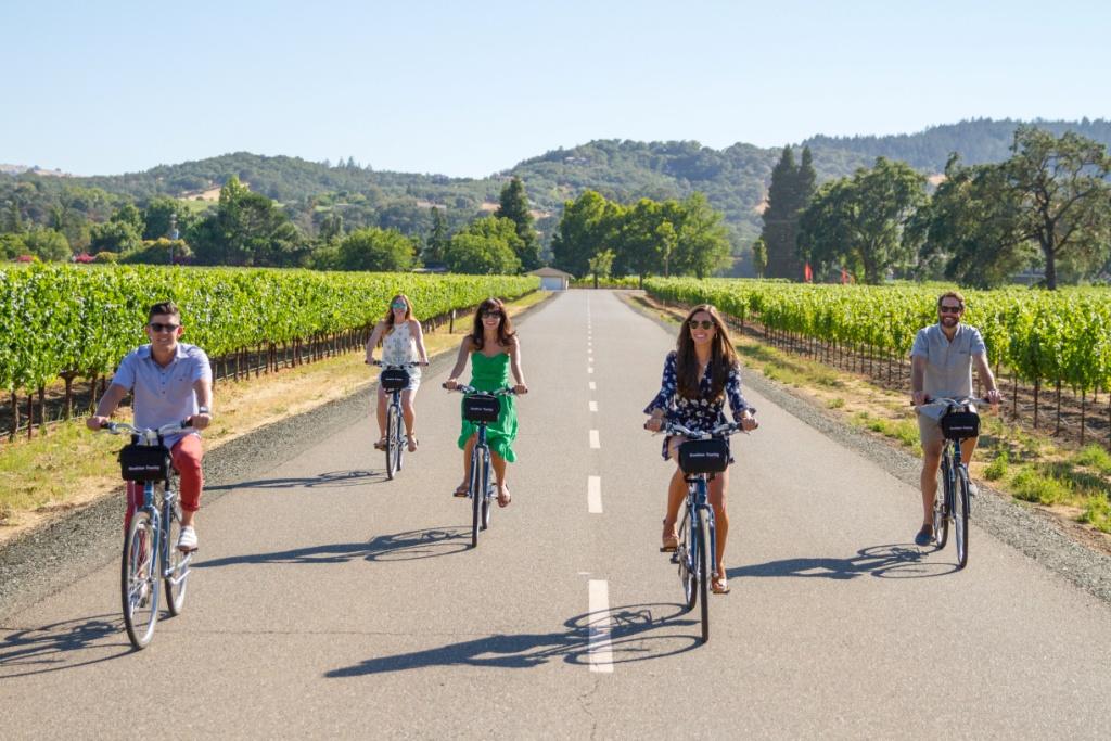 Group of people biking at Sonoma, California