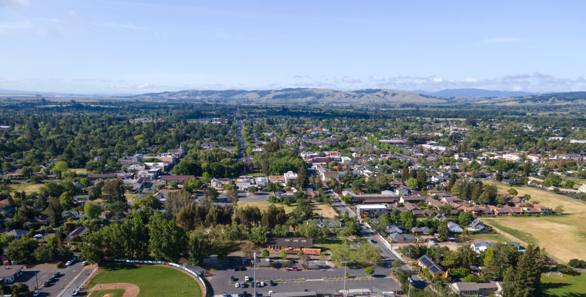 Aerial view of downtown in Sonoma, California