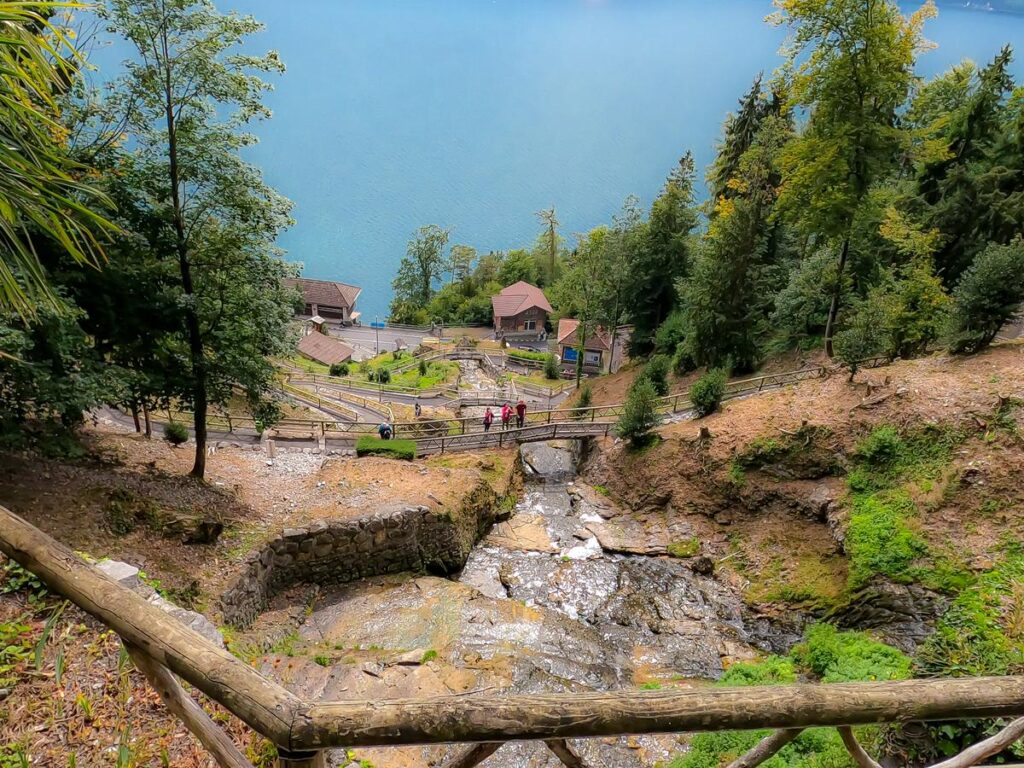 St. Beatus Caves entrance and Lake Thun, Switzerland