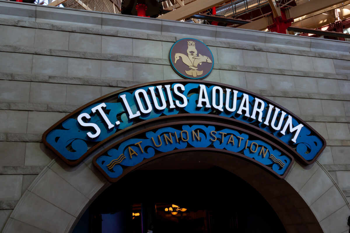 Sign and entrance to St. Louis Aquarium at Union Station in St. Louis, Missouri