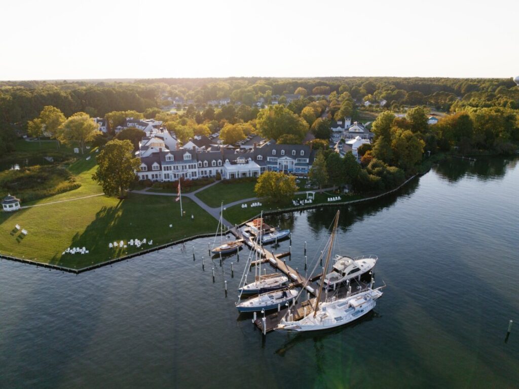 Aerial view of Inn At Perry Cabin in St. Michaels, Maryland