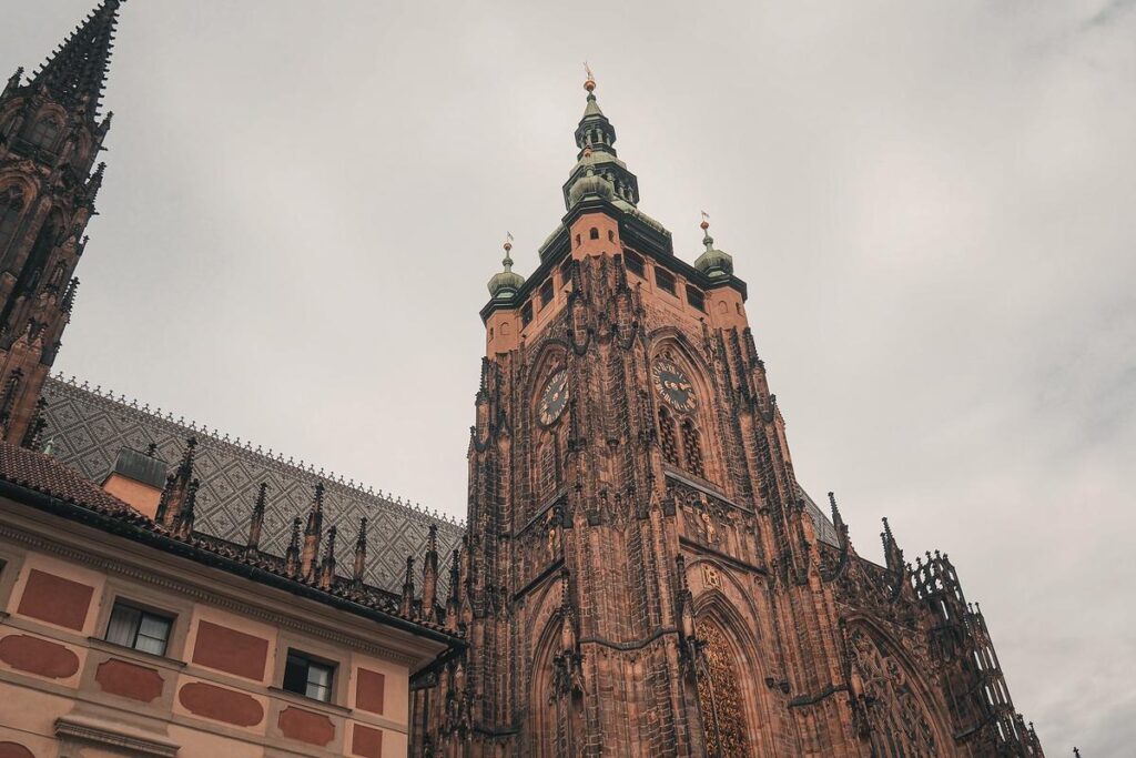 St. Vitus Cathedral Gothic facade, Prague Castle landmark