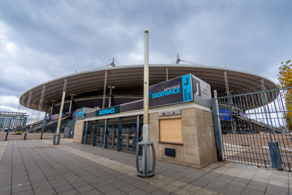 Front and gate of the Stade de France in Paris, France