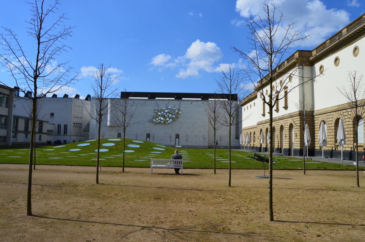 Exterior and outdoor view of Stadel Museum in Frankfurt, Germany