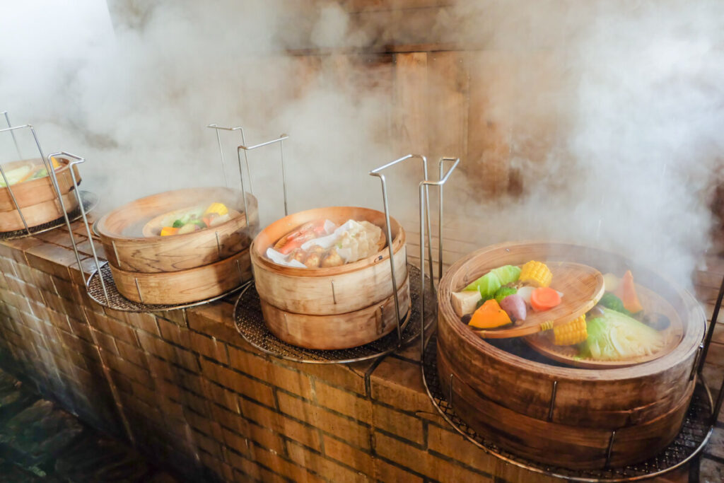 Steam food cuisine in Beppu, Japan