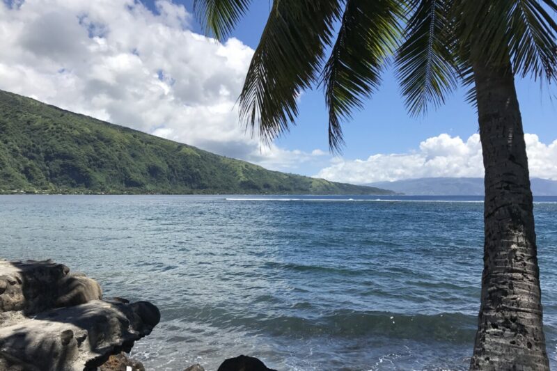 View of the Tahiti lagoon from Pointe Tatatua in French Polynesia