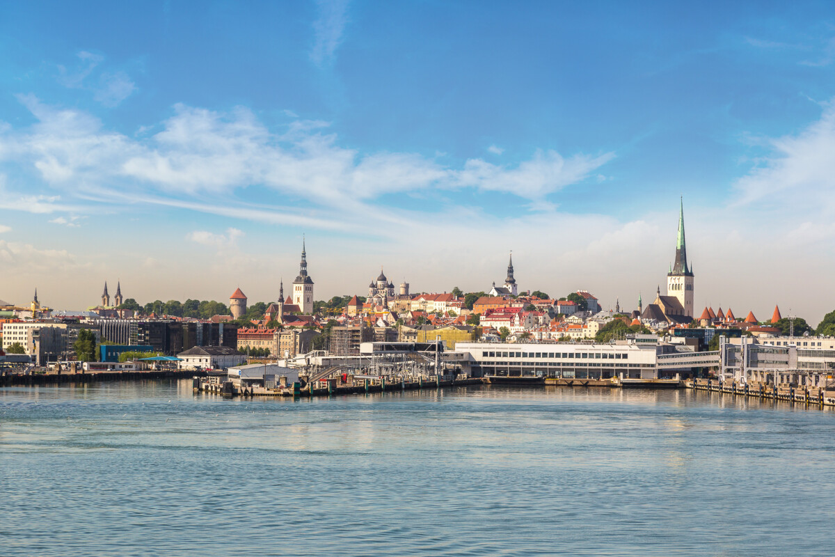 Panoramic view of the Tallinn, Estonia coast and harbor