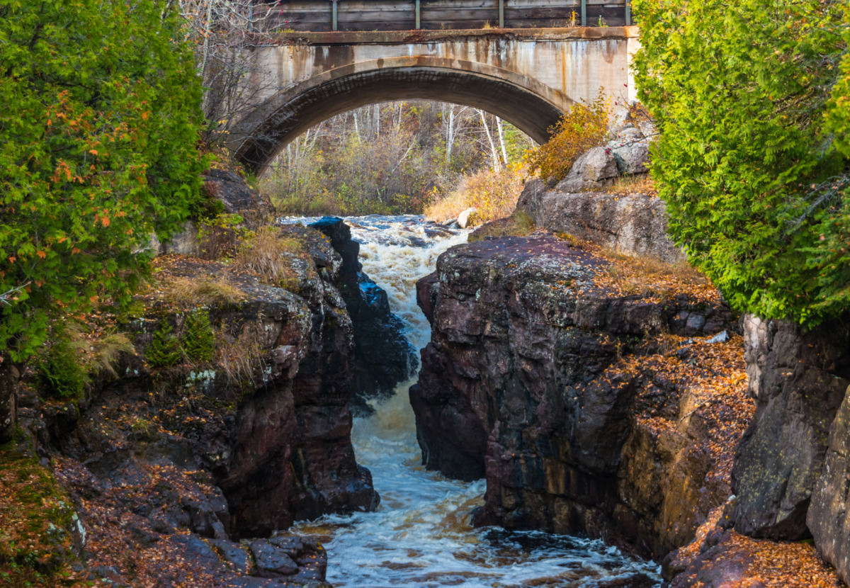 Bridge Over The Temperence River Gorge in Minnesota