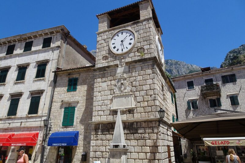 Exterior of the The Clock Tower in Kotor, Montenegro