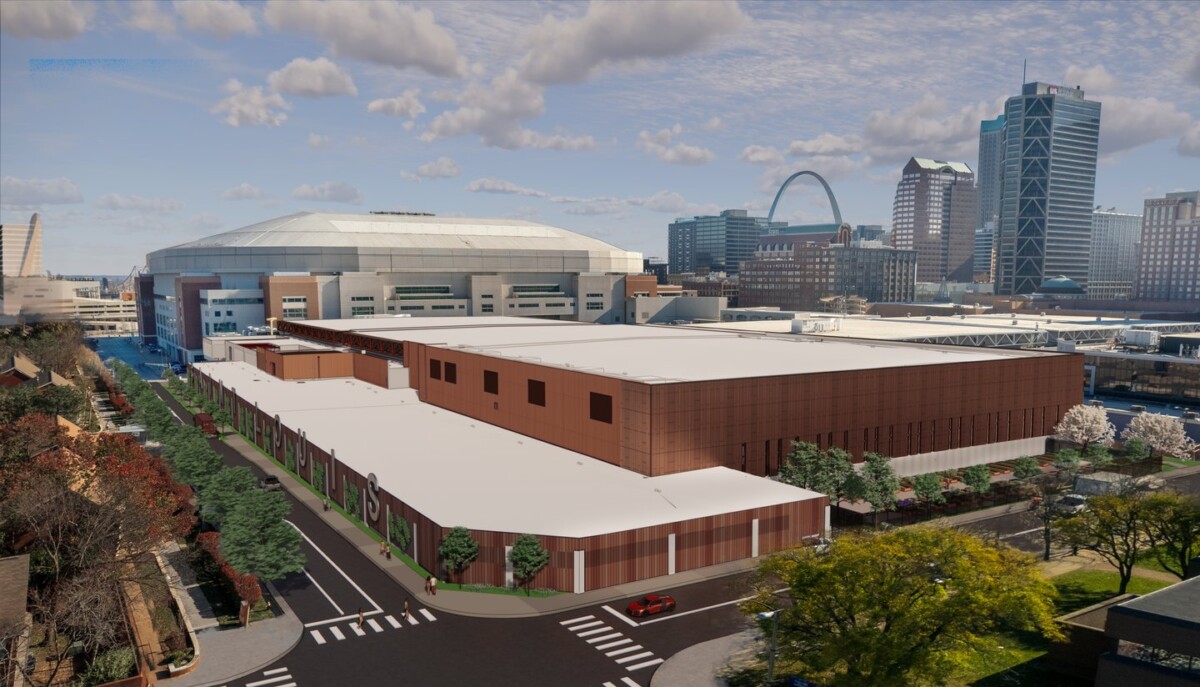 Aerial view of the The Dome at America's Center building
